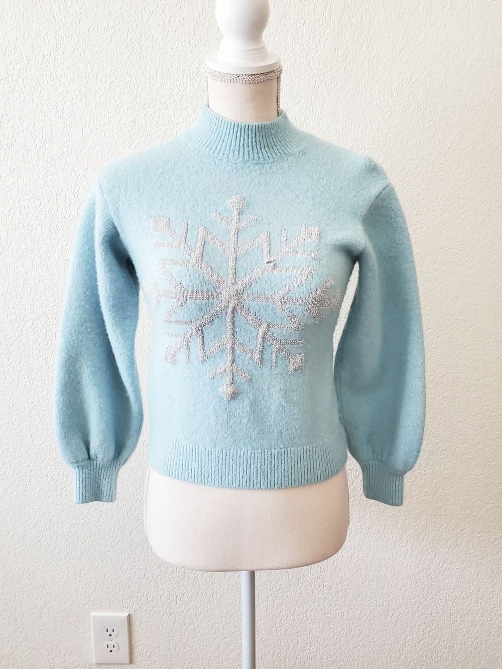 kate spade Light Blue Snowflake Turtleneck Sweater